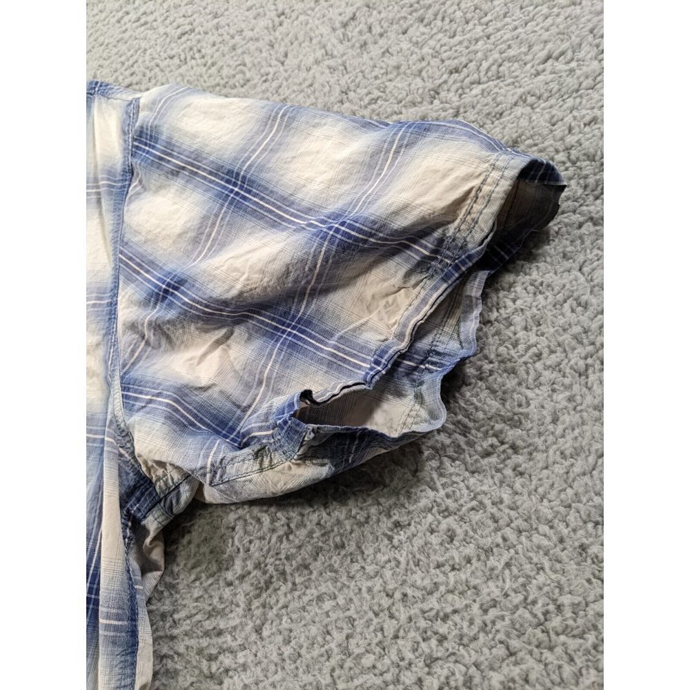 Royal Robbins Button Shirt Mens Large L Contemporary Fit Plaid Blue White - Picture 9 of 10